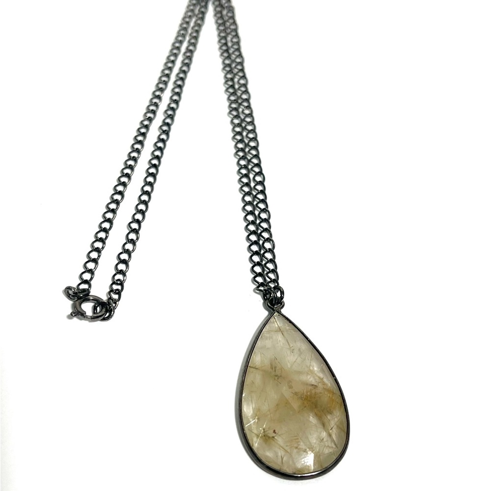 Sterling Silver Rutilated Quartz Necklace Pendant 925